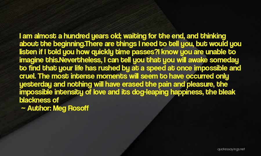 Meg Rosoff Quotes: I Am Almost A Hundred Years Old; Waiting For The End, And Thinking About The Beginning.there Are Things I Need