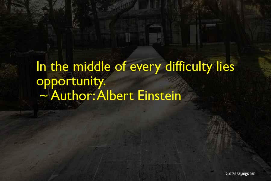 Albert Einstein Quotes: In The Middle Of Every Difficulty Lies Opportunity.