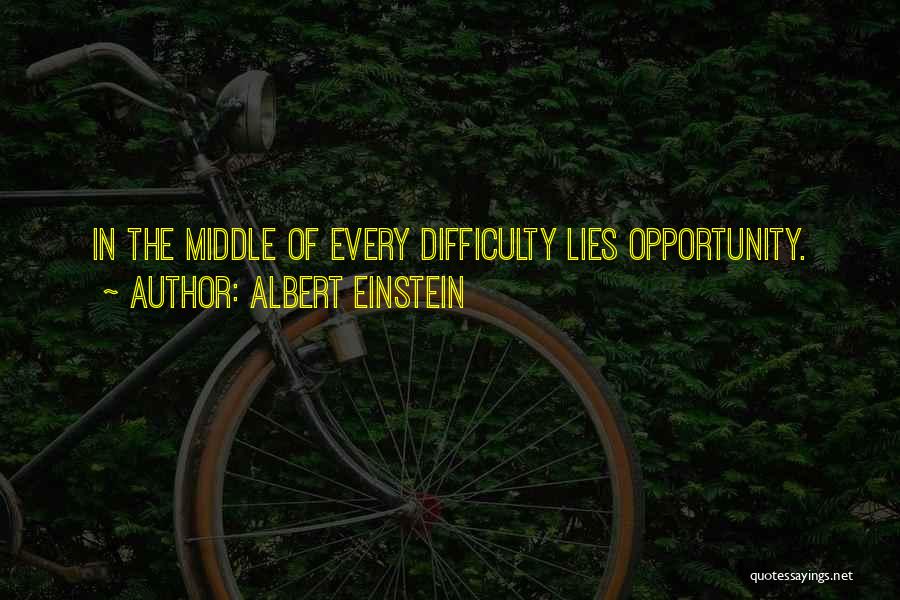 Albert Einstein Quotes: In The Middle Of Every Difficulty Lies Opportunity.