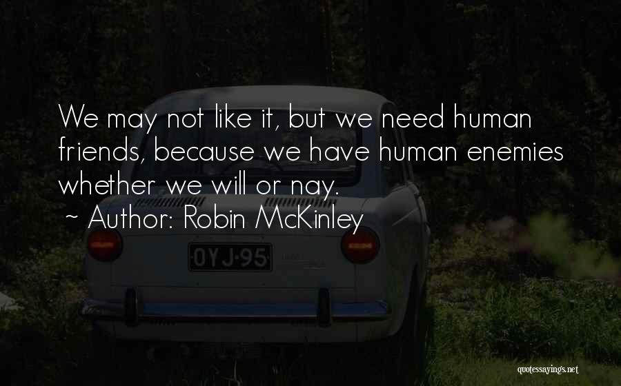 Robin McKinley Quotes: We May Not Like It, But We Need Human Friends, Because We Have Human Enemies Whether We Will Or Nay.