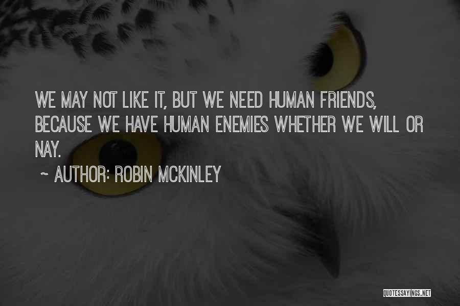 Robin McKinley Quotes: We May Not Like It, But We Need Human Friends, Because We Have Human Enemies Whether We Will Or Nay.