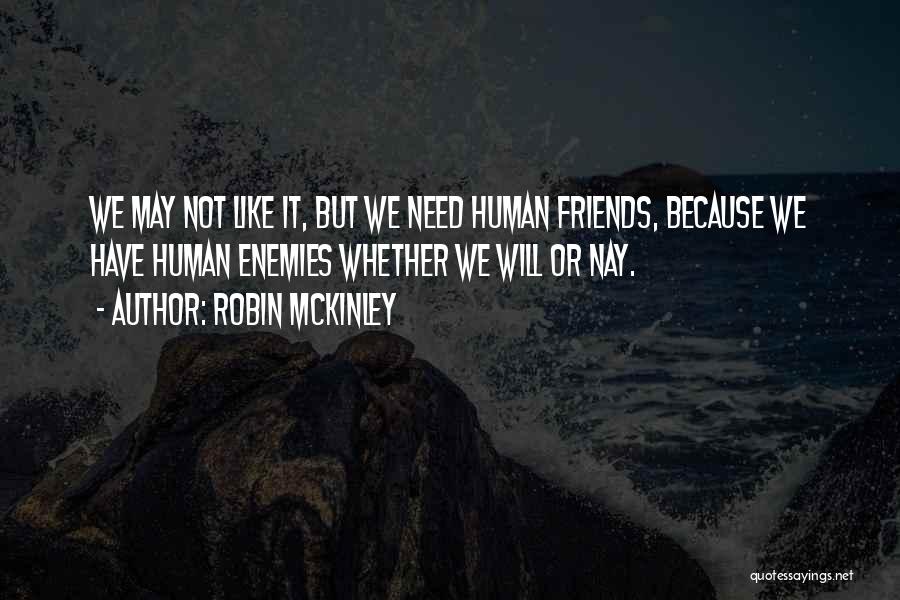 Robin McKinley Quotes: We May Not Like It, But We Need Human Friends, Because We Have Human Enemies Whether We Will Or Nay.