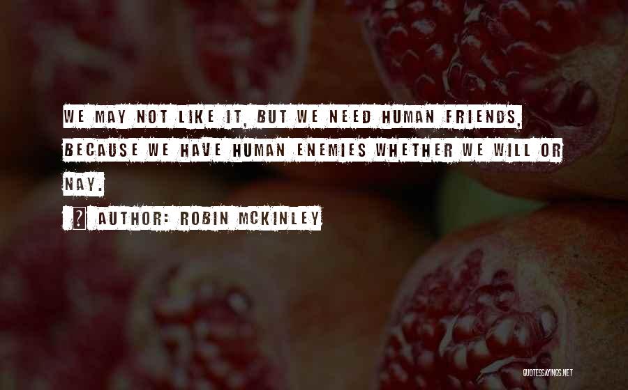 Robin McKinley Quotes: We May Not Like It, But We Need Human Friends, Because We Have Human Enemies Whether We Will Or Nay.