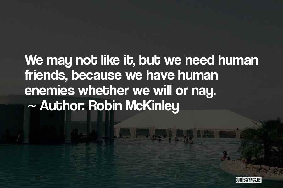 Robin McKinley Quotes: We May Not Like It, But We Need Human Friends, Because We Have Human Enemies Whether We Will Or Nay.