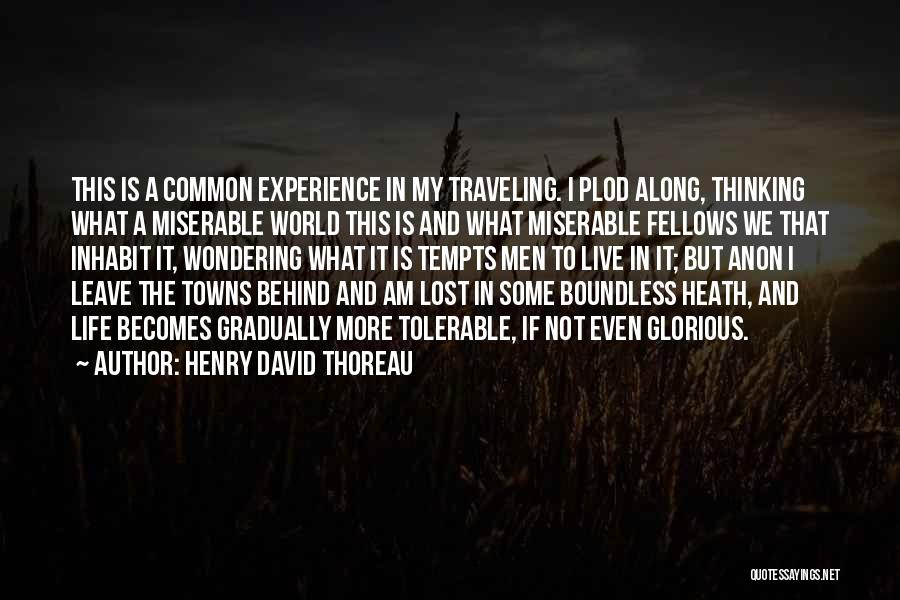 Henry David Thoreau Quotes: This Is A Common Experience In My Traveling. I Plod Along, Thinking What A Miserable World This Is And What