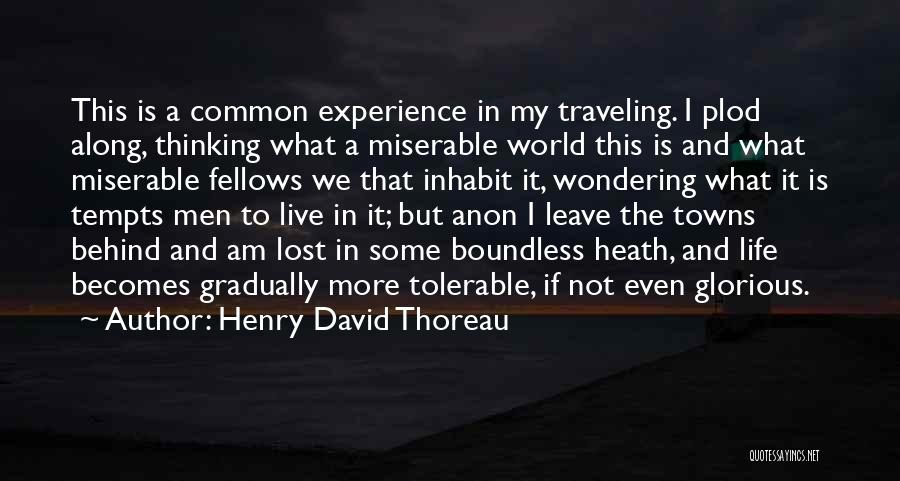 Henry David Thoreau Quotes: This Is A Common Experience In My Traveling. I Plod Along, Thinking What A Miserable World This Is And What