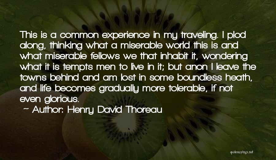 Henry David Thoreau Quotes: This Is A Common Experience In My Traveling. I Plod Along, Thinking What A Miserable World This Is And What