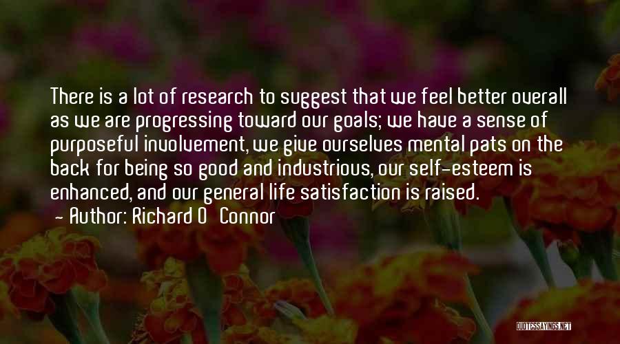 Richard O'Connor Quotes: There Is A Lot Of Research To Suggest That We Feel Better Overall As We Are Progressing Toward Our Goals;