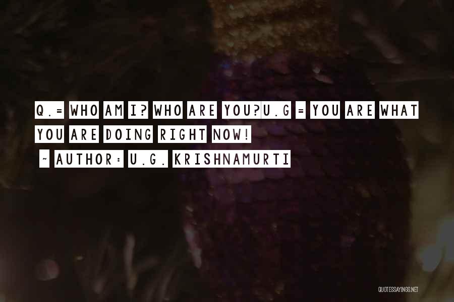 U.G. Krishnamurti Quotes: Q.= Who Am I? Who Are You?u.g = You Are What You Are Doing Right Now!