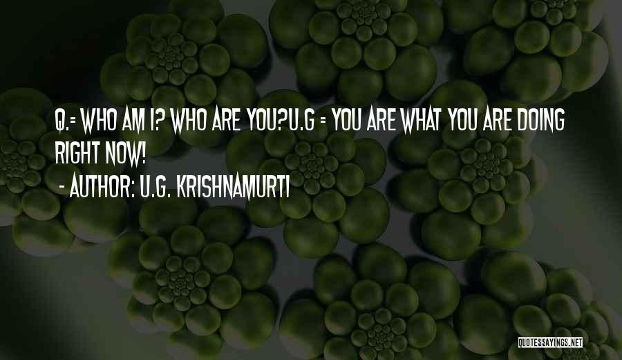 U.G. Krishnamurti Quotes: Q.= Who Am I? Who Are You?u.g = You Are What You Are Doing Right Now!