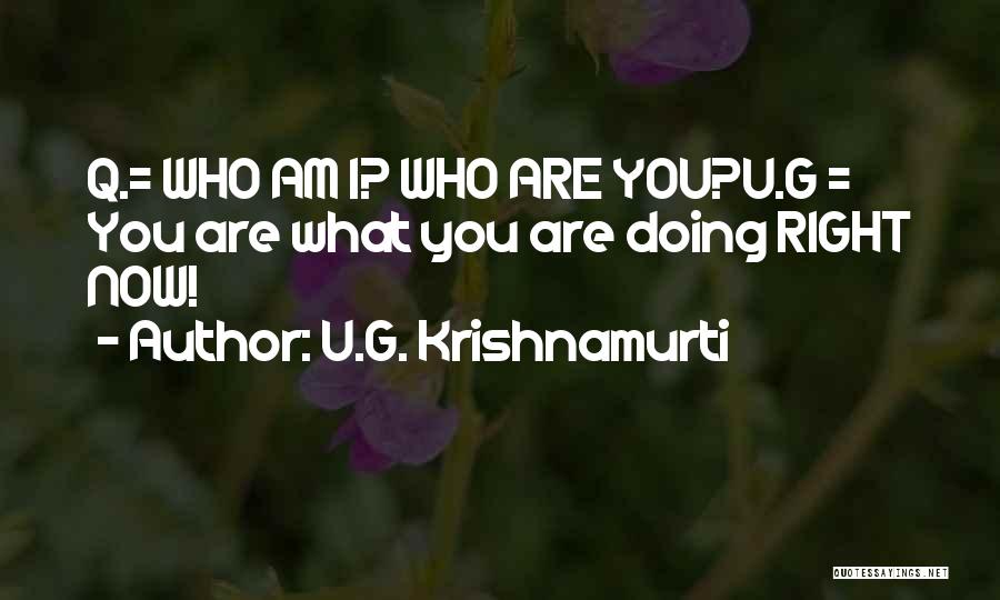 U.G. Krishnamurti Quotes: Q.= Who Am I? Who Are You?u.g = You Are What You Are Doing Right Now!