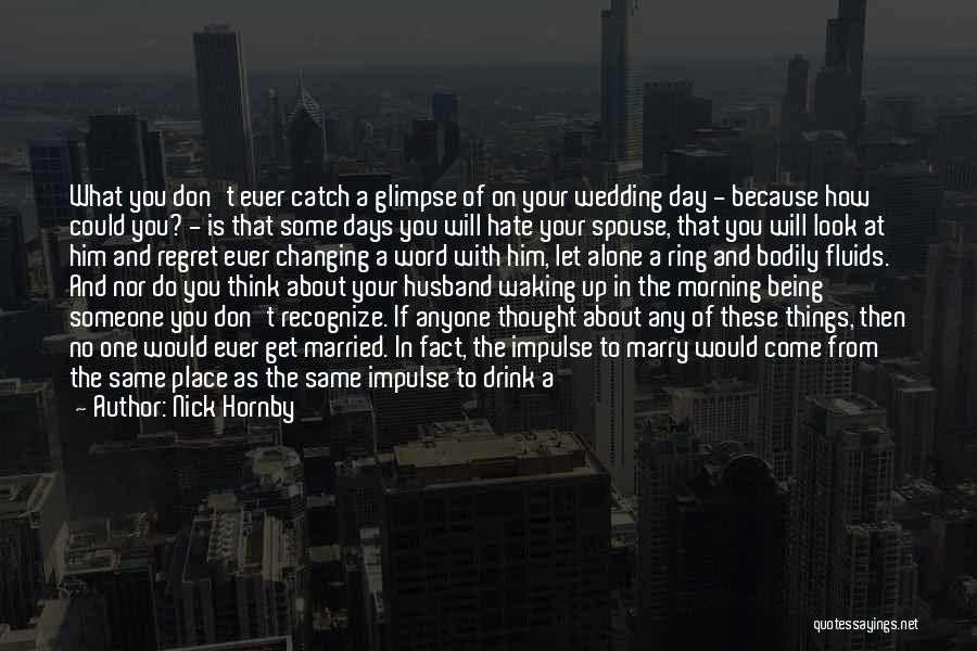 Nick Hornby Quotes: What You Don't Ever Catch A Glimpse Of On Your Wedding Day - Because How Could You? - Is That