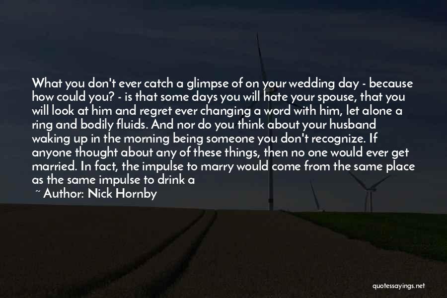 Nick Hornby Quotes: What You Don't Ever Catch A Glimpse Of On Your Wedding Day - Because How Could You? - Is That