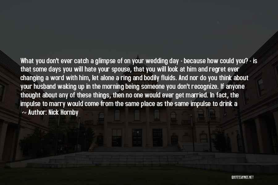 Nick Hornby Quotes: What You Don't Ever Catch A Glimpse Of On Your Wedding Day - Because How Could You? - Is That