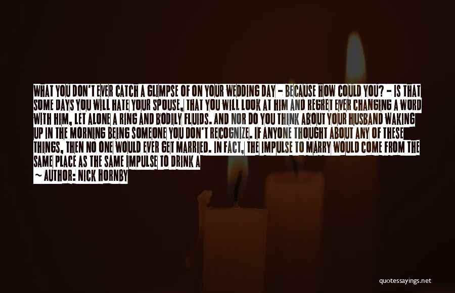 Nick Hornby Quotes: What You Don't Ever Catch A Glimpse Of On Your Wedding Day - Because How Could You? - Is That