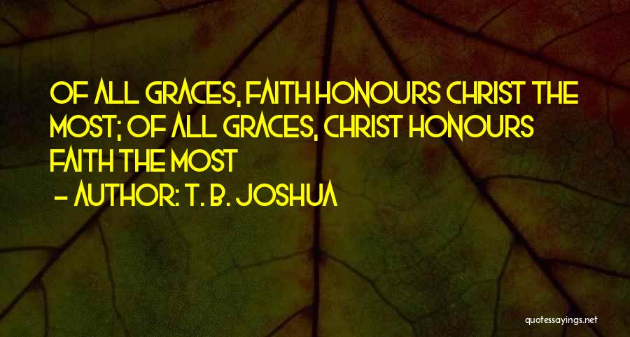 T. B. Joshua Quotes: Of All Graces, Faith Honours Christ The Most; Of All Graces, Christ Honours Faith The Most