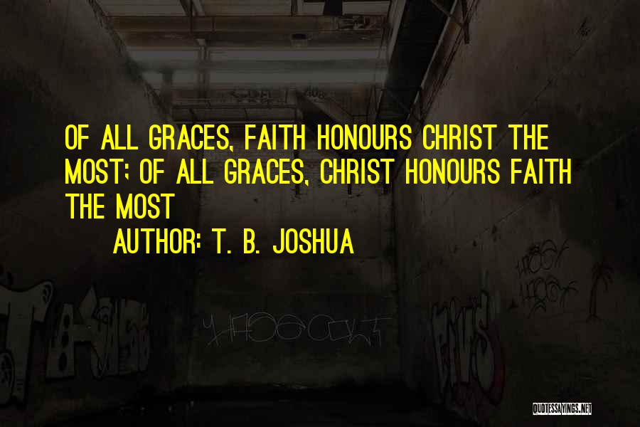 T. B. Joshua Quotes: Of All Graces, Faith Honours Christ The Most; Of All Graces, Christ Honours Faith The Most