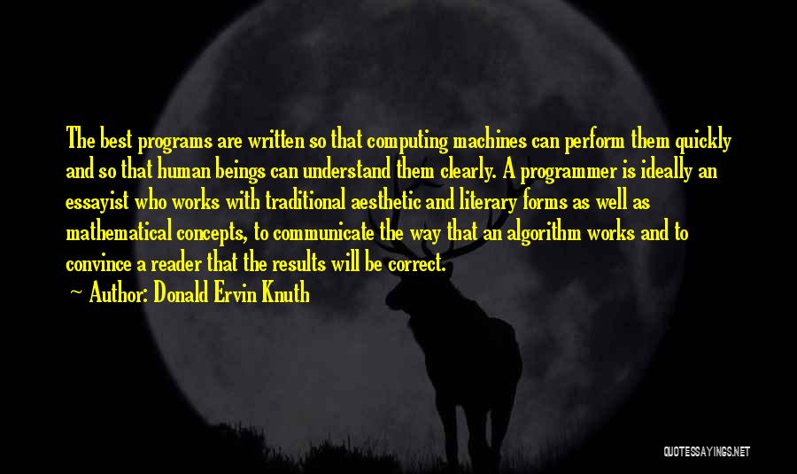 Donald Ervin Knuth Quotes: The Best Programs Are Written So That Computing Machines Can Perform Them Quickly And So That Human Beings Can Understand