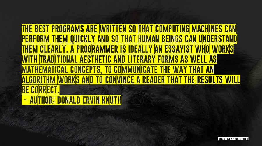 Donald Ervin Knuth Quotes: The Best Programs Are Written So That Computing Machines Can Perform Them Quickly And So That Human Beings Can Understand