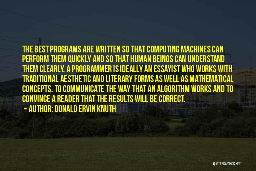 Donald Ervin Knuth Quotes: The Best Programs Are Written So That Computing Machines Can Perform Them Quickly And So That Human Beings Can Understand
