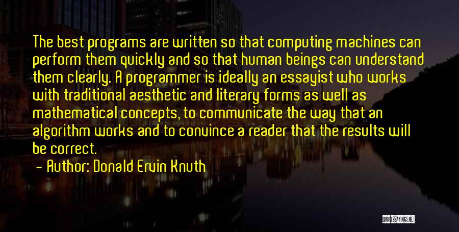 Donald Ervin Knuth Quotes: The Best Programs Are Written So That Computing Machines Can Perform Them Quickly And So That Human Beings Can Understand