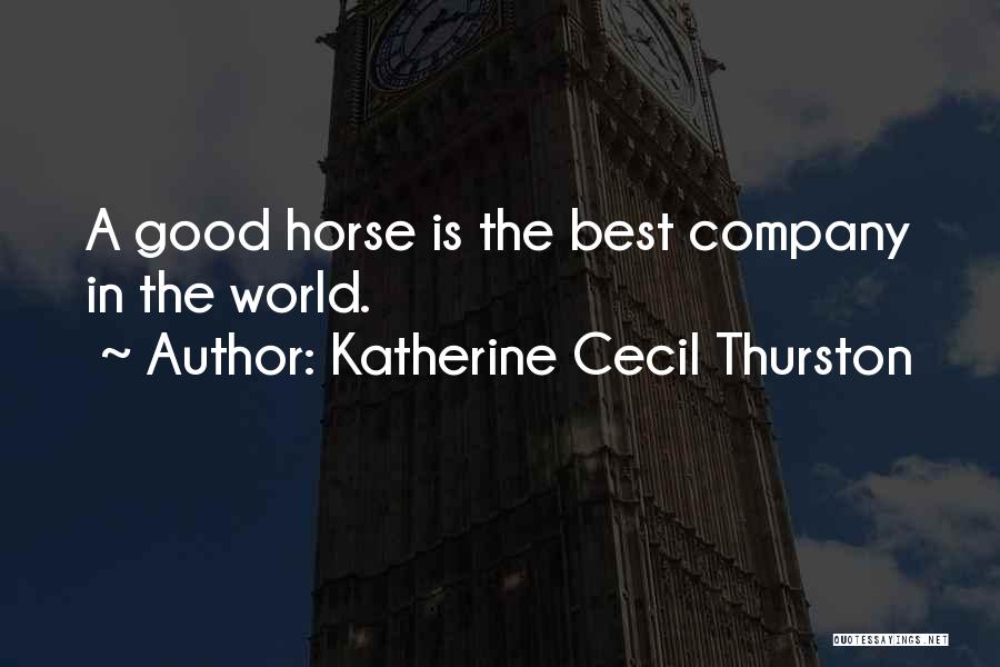 Katherine Cecil Thurston Quotes: A Good Horse Is The Best Company In The World.