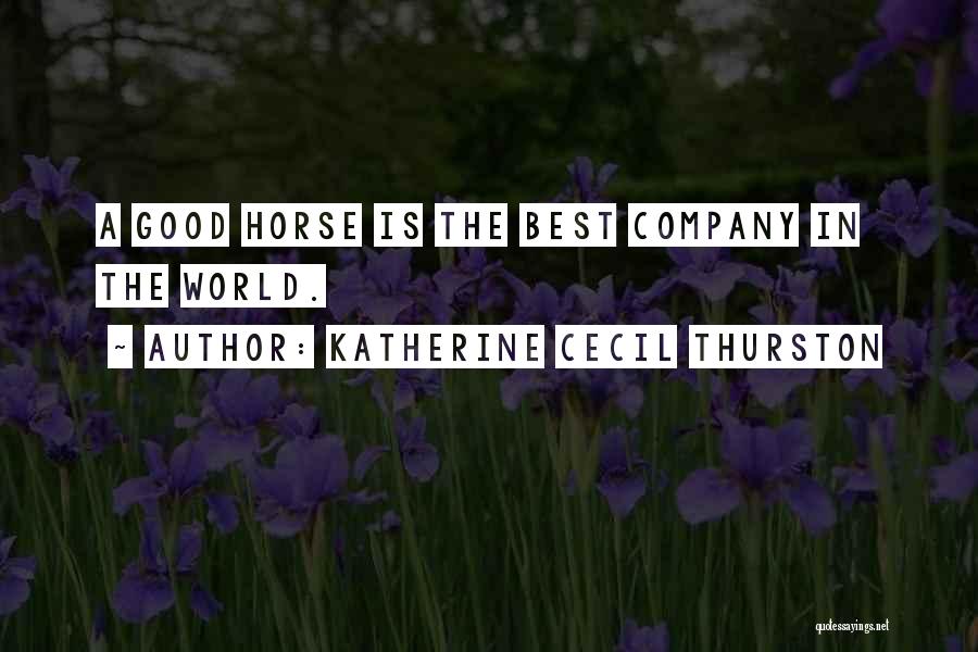 Katherine Cecil Thurston Quotes: A Good Horse Is The Best Company In The World.