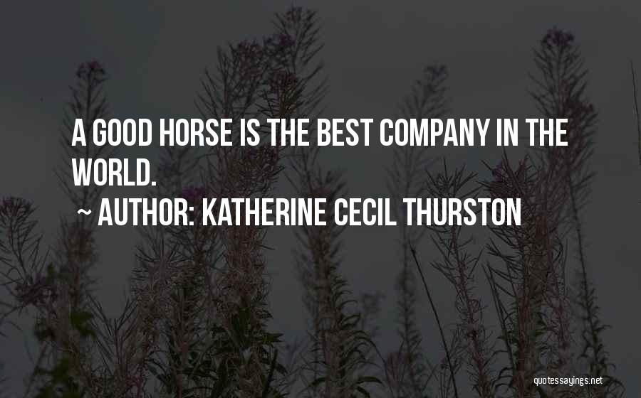 Katherine Cecil Thurston Quotes: A Good Horse Is The Best Company In The World.