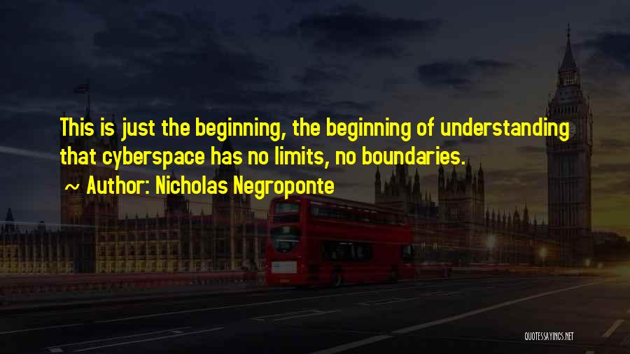 Nicholas Negroponte Quotes: This Is Just The Beginning, The Beginning Of Understanding That Cyberspace Has No Limits, No Boundaries.