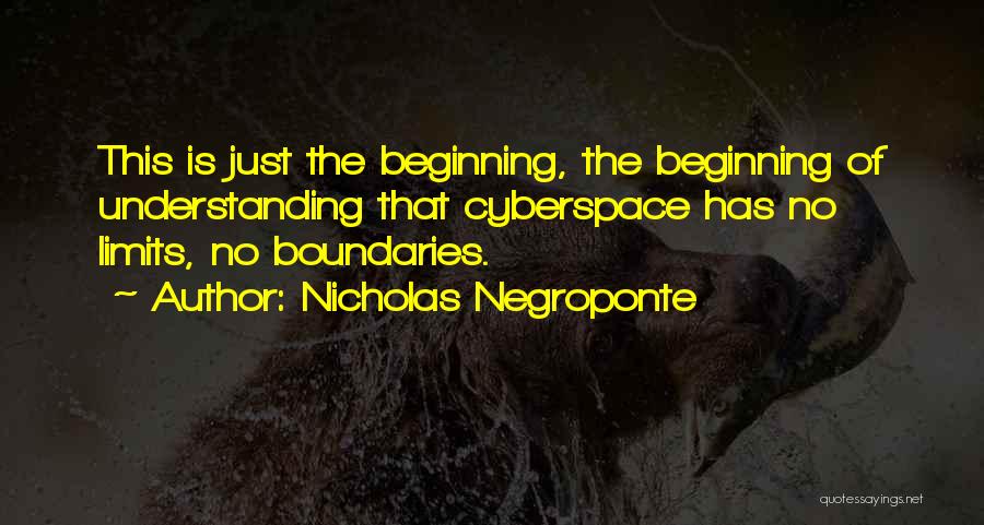 Nicholas Negroponte Quotes: This Is Just The Beginning, The Beginning Of Understanding That Cyberspace Has No Limits, No Boundaries.