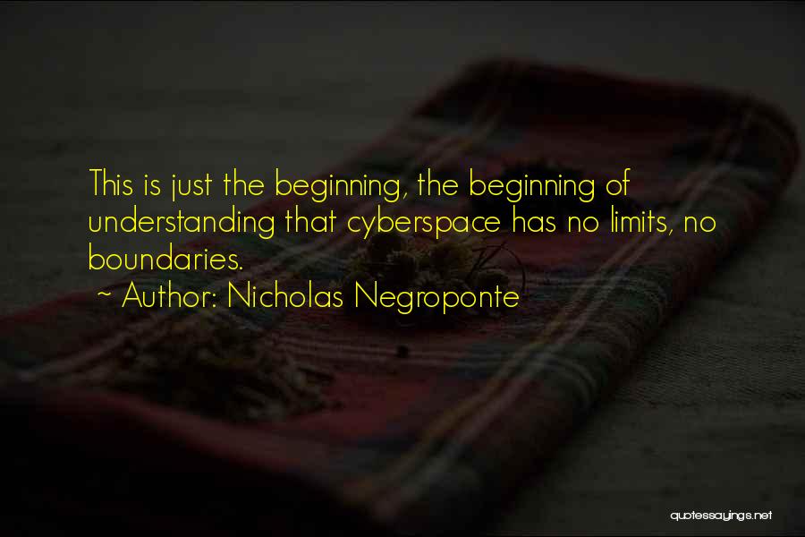 Nicholas Negroponte Quotes: This Is Just The Beginning, The Beginning Of Understanding That Cyberspace Has No Limits, No Boundaries.