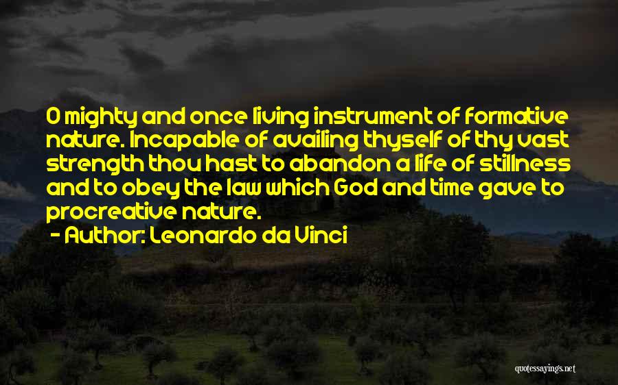 Leonardo Da Vinci Quotes: O Mighty And Once Living Instrument Of Formative Nature. Incapable Of Availing Thyself Of Thy Vast Strength Thou Hast To