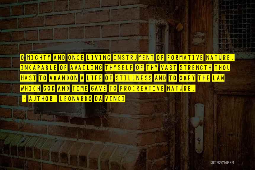 Leonardo Da Vinci Quotes: O Mighty And Once Living Instrument Of Formative Nature. Incapable Of Availing Thyself Of Thy Vast Strength Thou Hast To