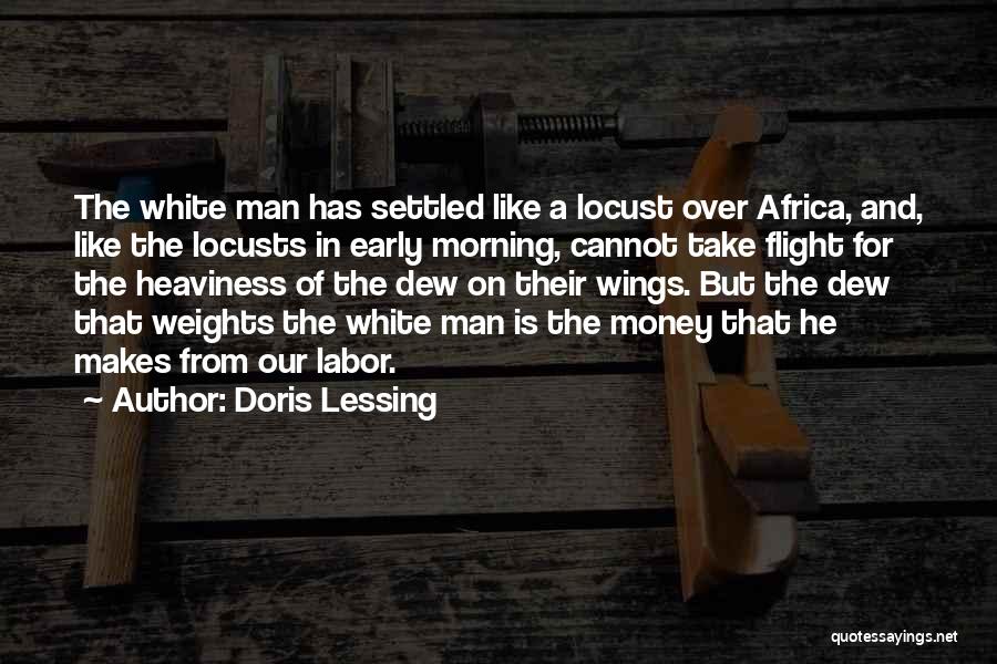 Doris Lessing Quotes: The White Man Has Settled Like A Locust Over Africa, And, Like The Locusts In Early Morning, Cannot Take Flight