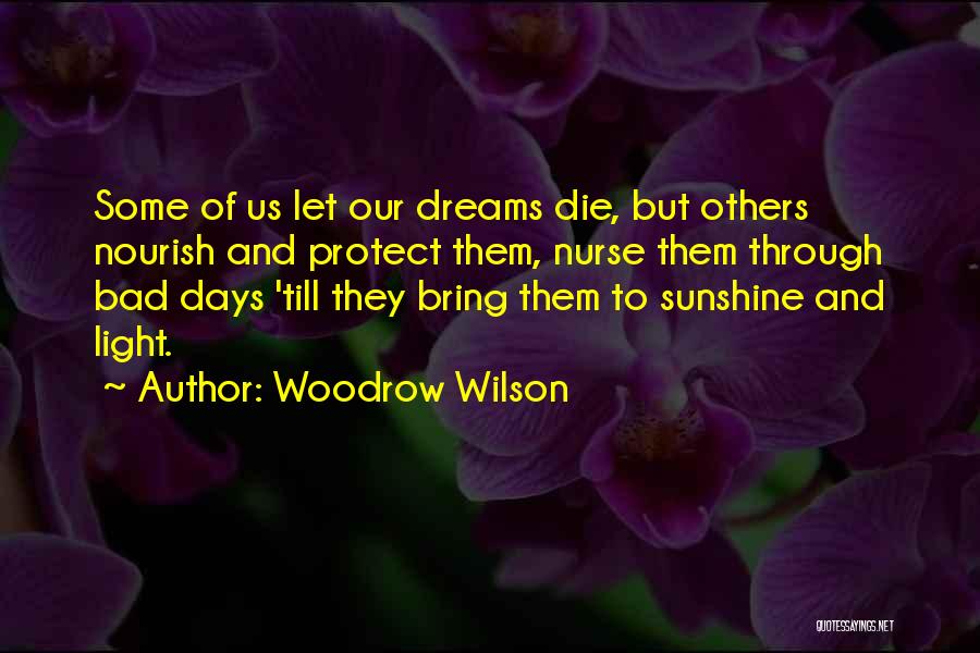 Woodrow Wilson Quotes: Some Of Us Let Our Dreams Die, But Others Nourish And Protect Them, Nurse Them Through Bad Days 'till They