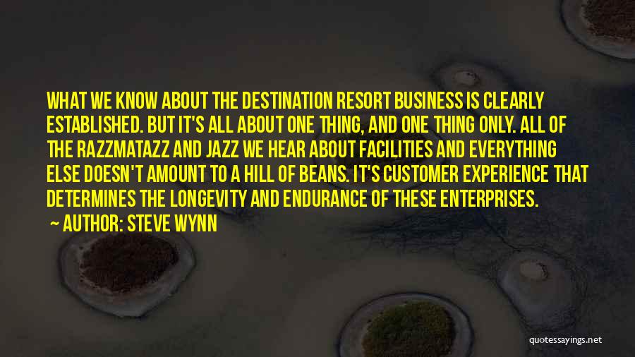 Steve Wynn Quotes: What We Know About The Destination Resort Business Is Clearly Established. But It's All About One Thing, And One Thing