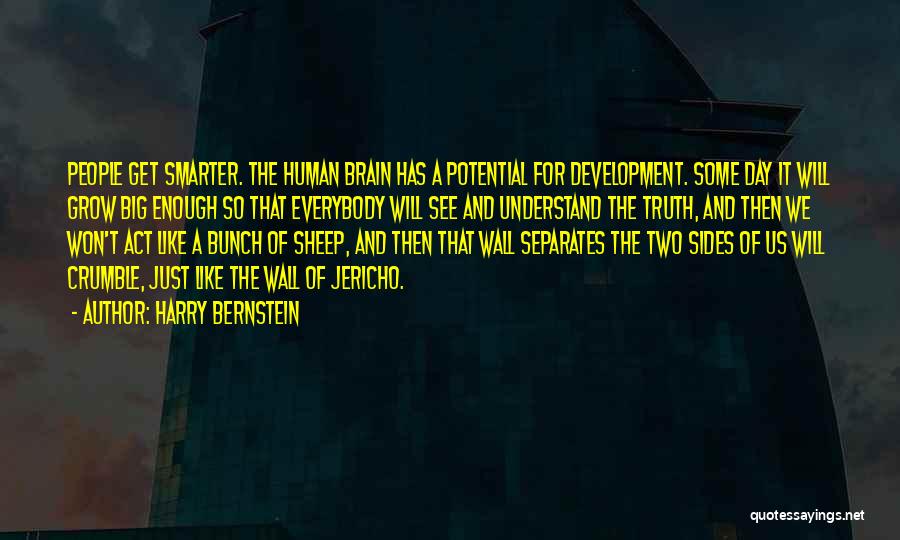 Harry Bernstein Quotes: People Get Smarter. The Human Brain Has A Potential For Development. Some Day It Will Grow Big Enough So That