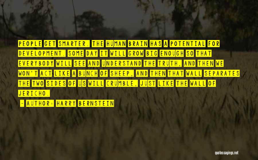 Harry Bernstein Quotes: People Get Smarter. The Human Brain Has A Potential For Development. Some Day It Will Grow Big Enough So That