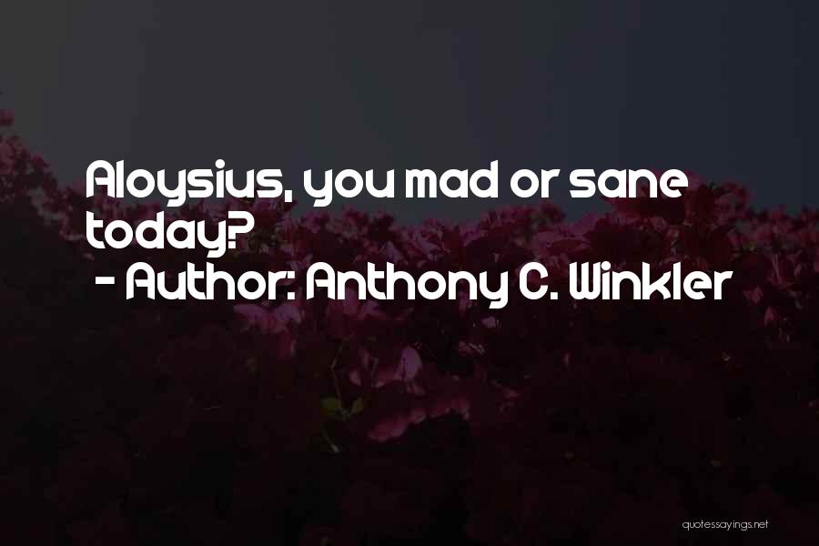 Anthony C. Winkler Quotes: Aloysius, You Mad Or Sane Today?