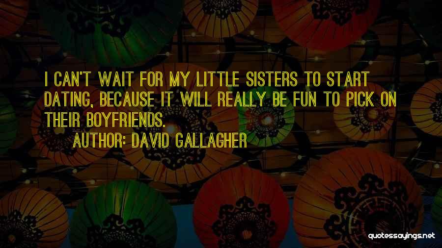 David Gallagher Quotes: I Can't Wait For My Little Sisters To Start Dating, Because It Will Really Be Fun To Pick On Their