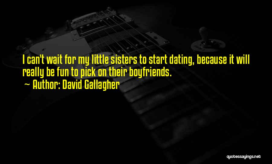 David Gallagher Quotes: I Can't Wait For My Little Sisters To Start Dating, Because It Will Really Be Fun To Pick On Their