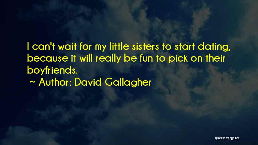 David Gallagher Quotes: I Can't Wait For My Little Sisters To Start Dating, Because It Will Really Be Fun To Pick On Their