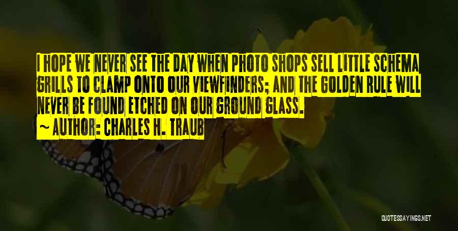 Charles H. Traub Quotes: I Hope We Never See The Day When Photo Shops Sell Little Schema Grills To Clamp Onto Our Viewfinders; And