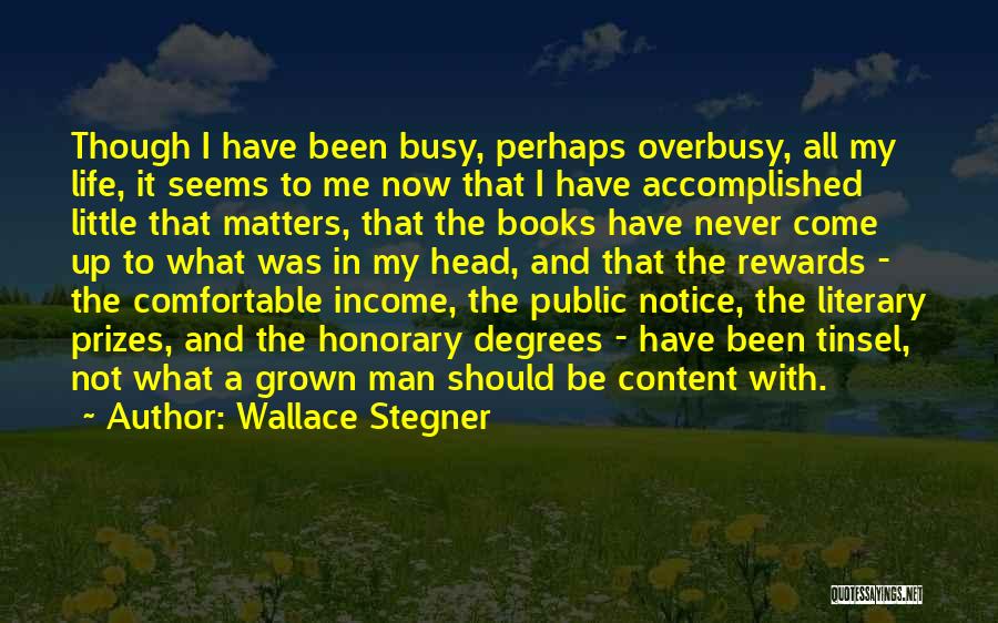 Wallace Stegner Quotes: Though I Have Been Busy, Perhaps Overbusy, All My Life, It Seems To Me Now That I Have Accomplished Little