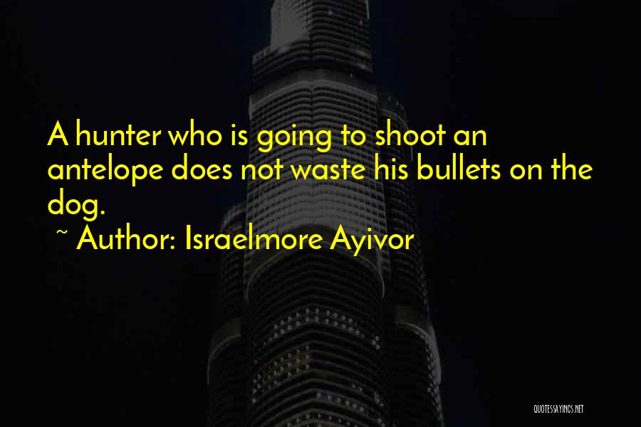 Israelmore Ayivor Quotes: A Hunter Who Is Going To Shoot An Antelope Does Not Waste His Bullets On The Dog.
