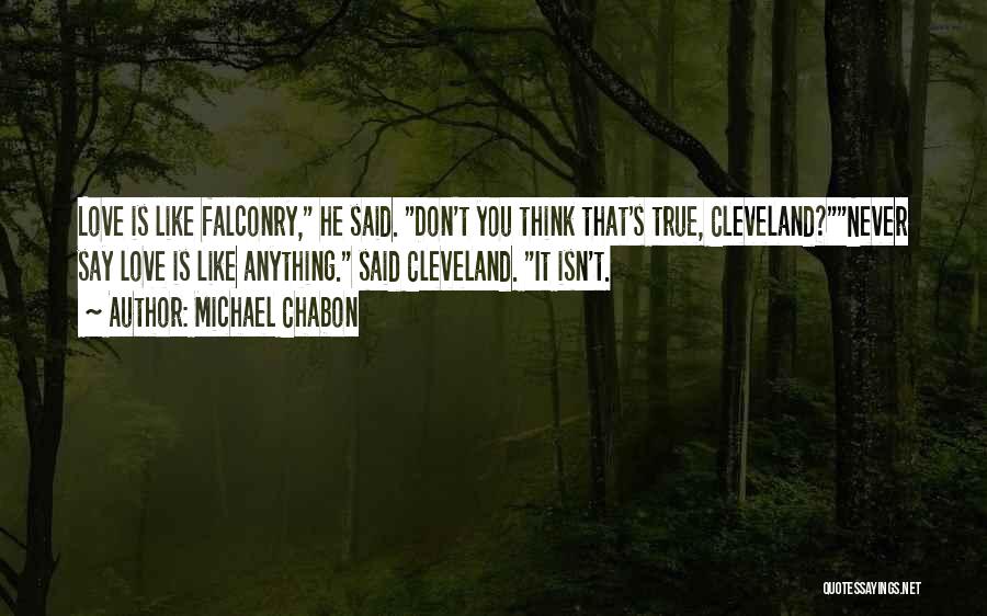 Michael Chabon Quotes: Love Is Like Falconry, He Said. Don't You Think That's True, Cleveland?never Say Love Is Like Anything. Said Cleveland. It
