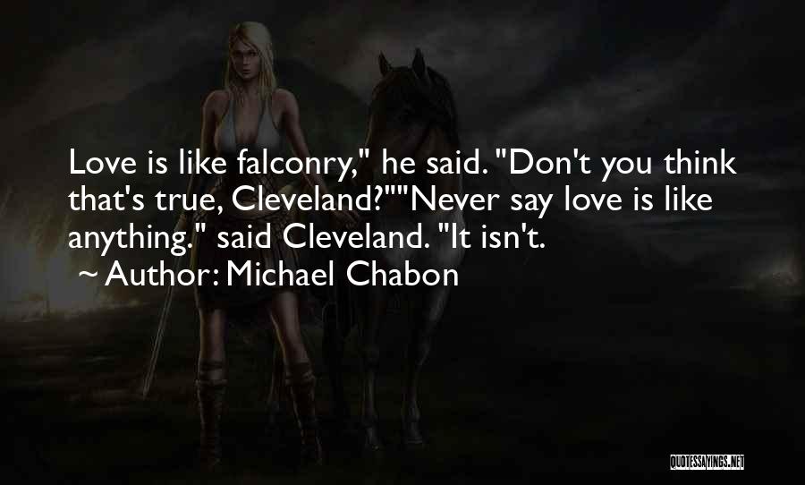 Michael Chabon Quotes: Love Is Like Falconry, He Said. Don't You Think That's True, Cleveland?never Say Love Is Like Anything. Said Cleveland. It