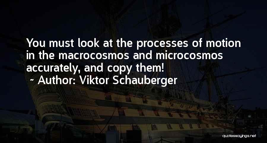 Viktor Schauberger Quotes: You Must Look At The Processes Of Motion In The Macrocosmos And Microcosmos Accurately, And Copy Them!