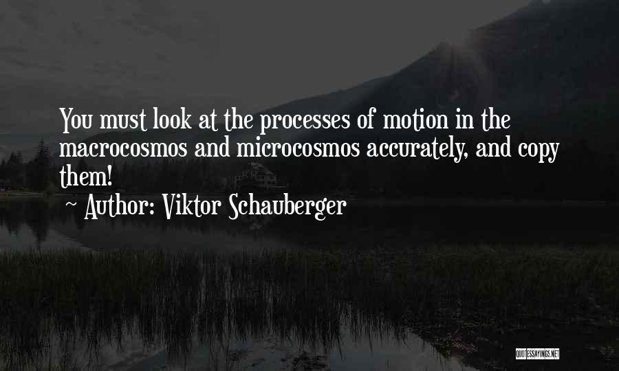 Viktor Schauberger Quotes: You Must Look At The Processes Of Motion In The Macrocosmos And Microcosmos Accurately, And Copy Them!