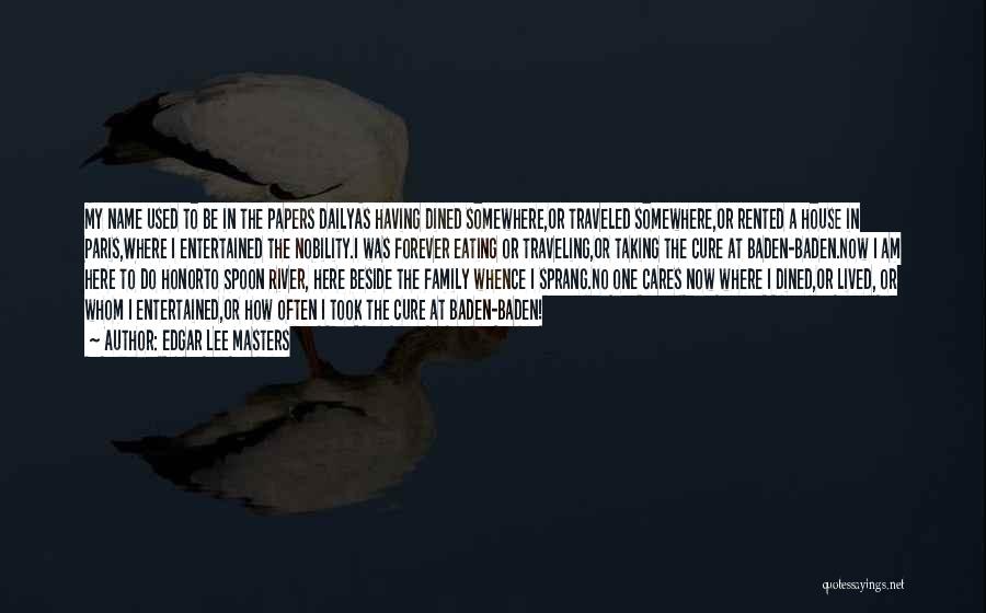 Edgar Lee Masters Quotes: My Name Used To Be In The Papers Dailyas Having Dined Somewhere,or Traveled Somewhere,or Rented A House In Paris,where I